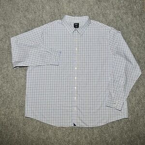 UNTUCKit Fit by DXL Wrinkle Free Plaid Shirt Men 4XLT Cotton Button Up Blue L/S